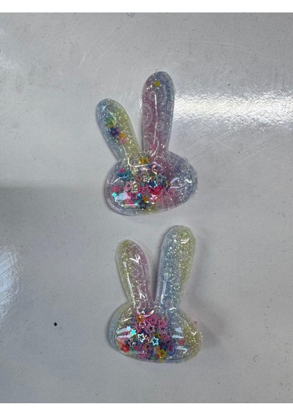 Kız Çocuk 2' Li Klips Renkli Tavşan Toka Mavi