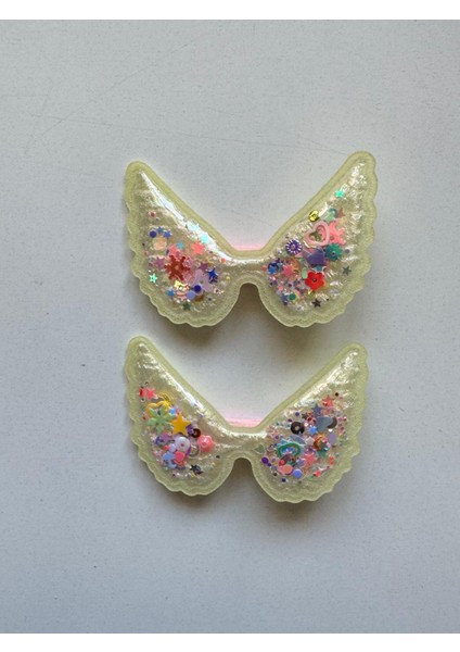 Kız Çocuk 2' Li Klips Renkli Kelebek Toka Sarı