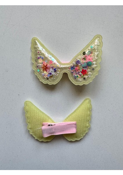 Kız Çocuk 2' Li Klips Renkli Kelebek Toka Sarı fiyatları