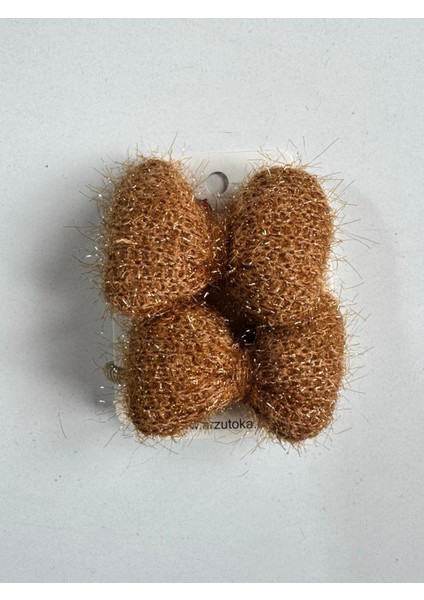 Kız Çocuk Simli Fiyonklu 2'li Lastik Toka Açıkkahve