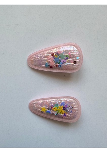 Kız Çocuk 2' Li Klips Renkli Toka