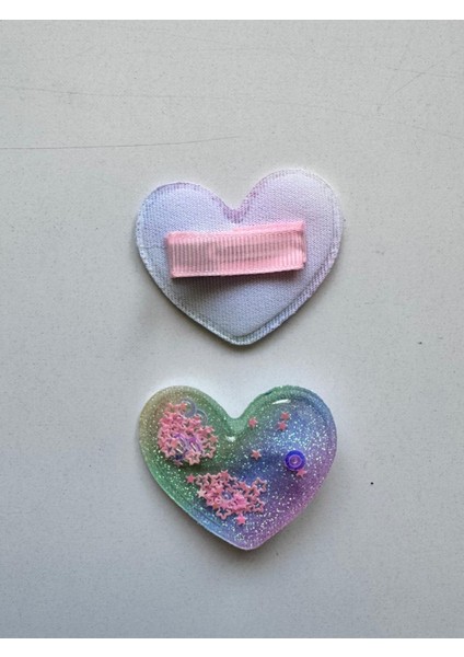 Kız Çocuk 2' Li Klips Renkli Kalpli Toka Renkli