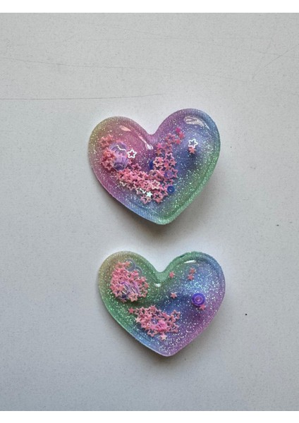 Kız Çocuk 2' Li Klips Renkli Kalpli Toka Renkli fiyatları