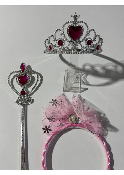Kız Çocuk Elsa 2'li Taç ve Asalı Set -Pembe fiyatları