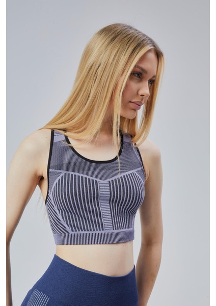 Kalın Askılı Sports Bra – Mor Siyah