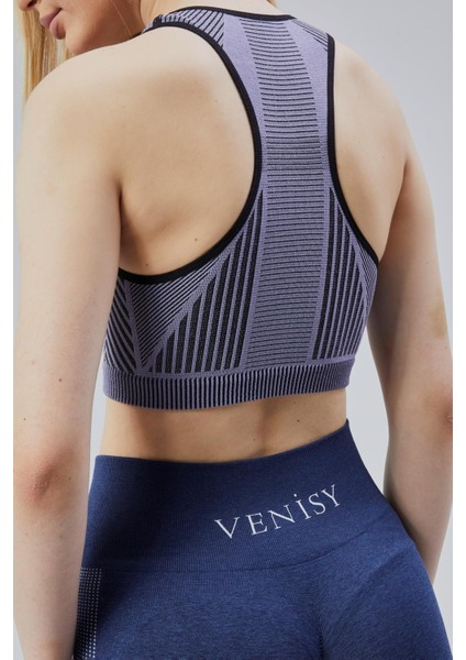 Kalın Askılı Sports Bra – Mor Siyah modelleri