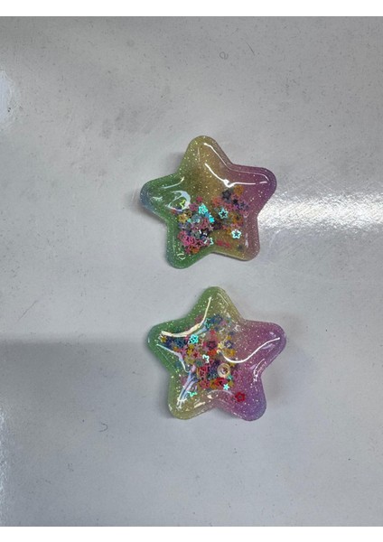 Kız Çocuk 2' Li Klips Yıldız Toka Renkli