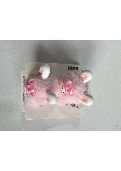 Kız Çocuk Peluşlu 2'li Latik Toka Pembe