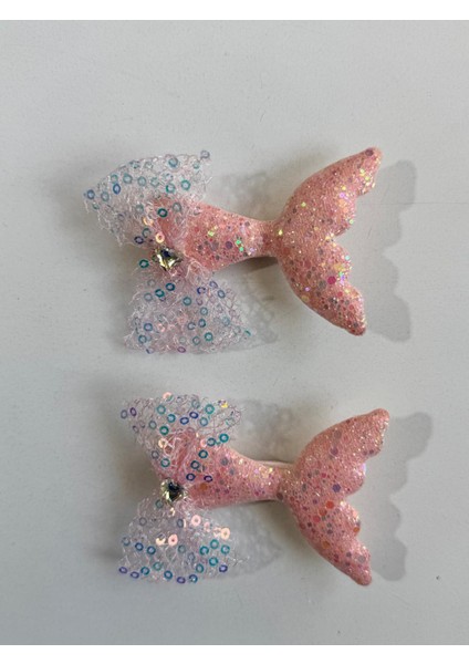 Kız Çocuk Deniz Kızı 2' Li Klips Toka Pembe modelleri