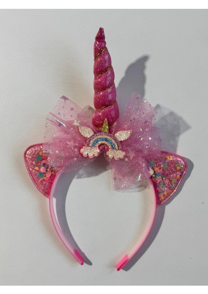 Kız Çocuk Unicorn Tütü Gökkuşağı Taç Pembe