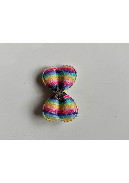 Kız Çocuk Kristal Taşlı Fiyonklu Klips Toka Renkli