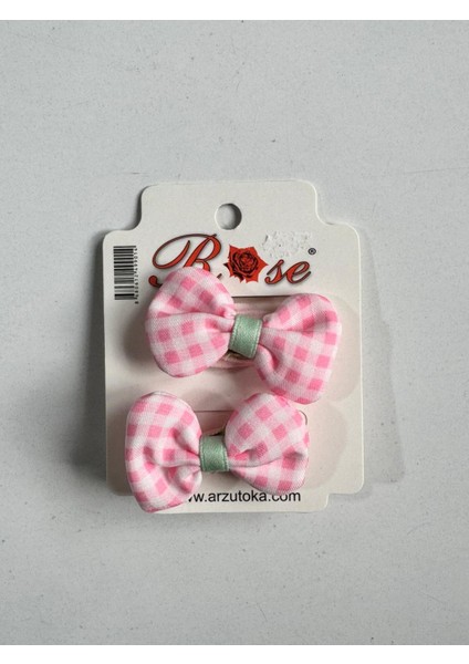 Kız Çocuk Fiyonklu 2'li Lastik Toka Pembe