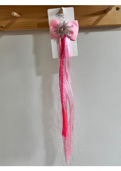 Kız Çocuk Fiyonklu Örgü Saç Klips Toka Pembe