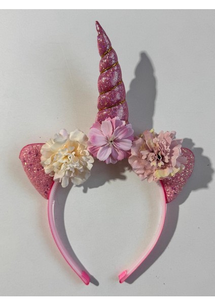 Kız Çocuk Unicorn Çiçekli Taç Pembe