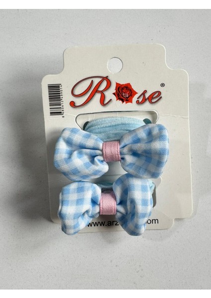 Kız Çocuk Fiyonklu 2'li Lastik Toka Mavi