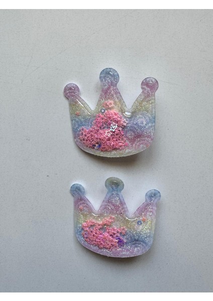 Kız Çocuk 2' Li Klips Renkli Kral Taç Toka Mor