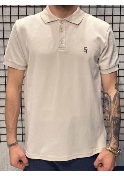 Polo Yaka T-Shirt %95 Pamuk Premium A+ Kalite Krem Penye Çekme Solma Bozulma Yapmaz Garanti Stblue fiyatları