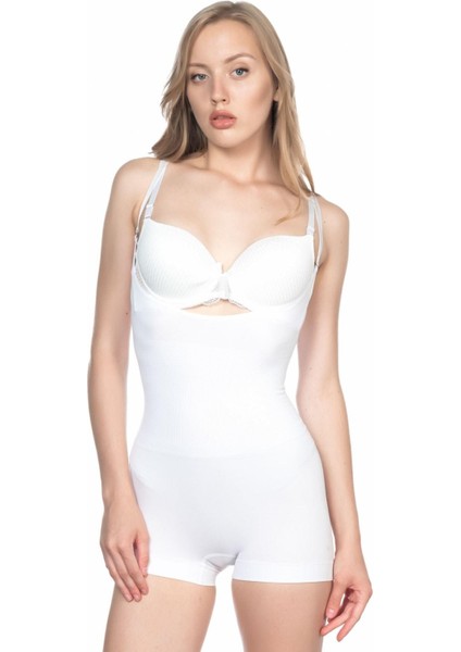 Beyaz Mı Emay 2058 Göğsü Açık Kısa Paça Boy Korse