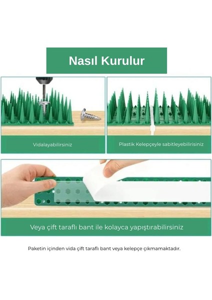 Balkon ve Bahçelerde Kuş Sorununa Çözüm Tüneme Engelleyici Plastik Diken Yeşil