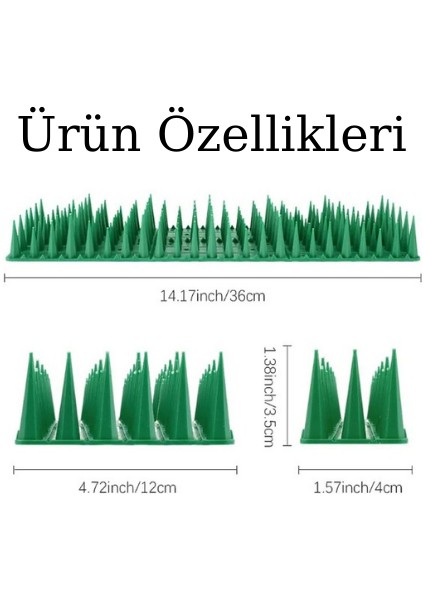 Balkon ve Bahçelerde Kuş Sorununa Çözüm Tüneme Engelleyici Plastik Diken Yeşil