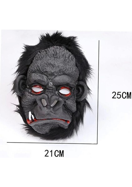 Lateks Goril Maskesi Maymun Maskesi Et Maskesi Orangutan Siyah Saçlı 4 No
