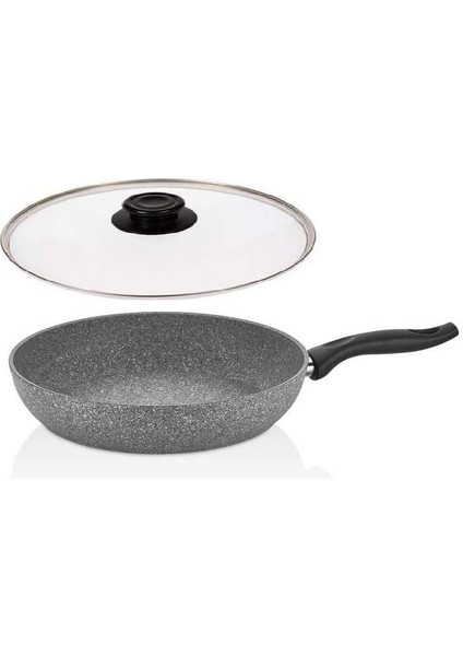 Granit Tava 24 cm Cam Kapaklı