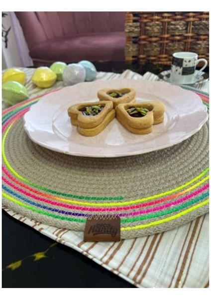 Decohandy 39CM Neon Renkli Şeritli Jüt Örme Supla Amerikan Servis