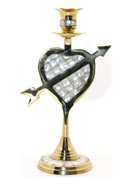 Pirinç Sedefli Tekli Şamdan 20 cm