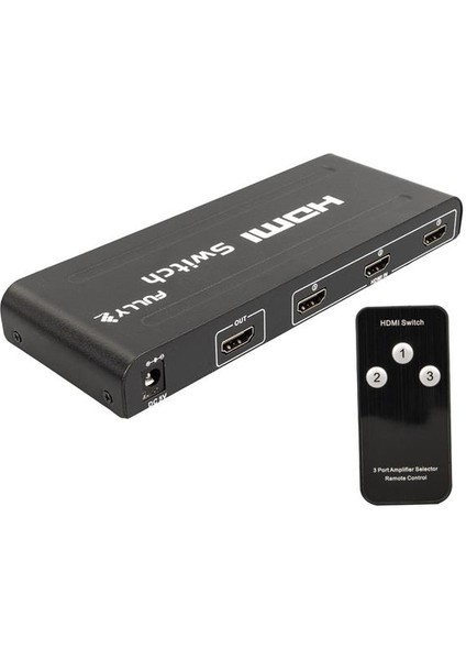G-538H 3 Giriş 1 Çıkış HDMI Switcher Toplayıcı Metal Kasa Adaptörlü