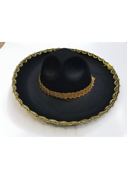 Altın Renk Şeritli Meksika Mariachi Latin Şapkası 55 cm Çocuk modelleri