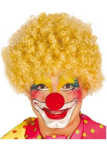 Sarı Renk Kıvırcık Afro Palyaço Seti