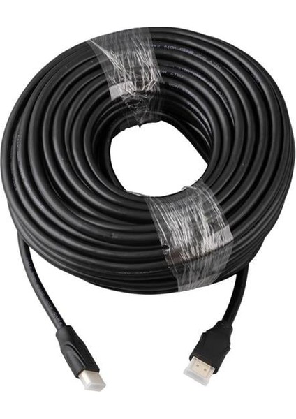 G-507K Plastik Düz Siyah 25 Metre Gold Poşetli HDMI Kablo