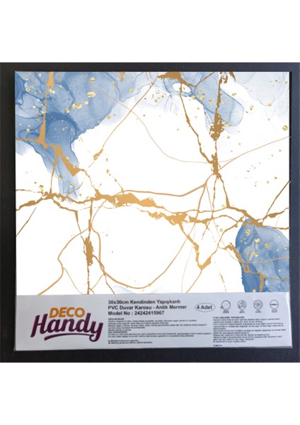 Decohandy Pvc Yapışkanlı Yer Karosu 30X30CM 4'lü Paket - Blue Edition 0,36M2