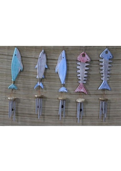 Ahşap Balıklı Metal Çan