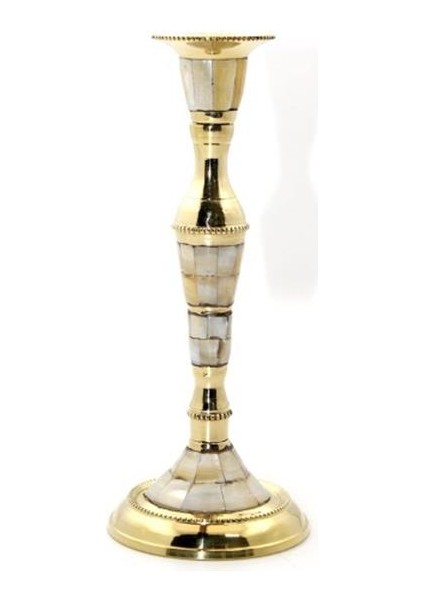 Tekli Pirinç Sedefli Şamdan Model 1