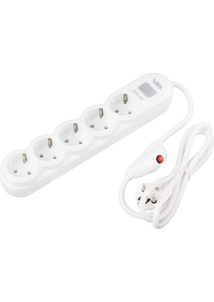 VA-21569 5'li Anahtarlı 1.5 Metre Akım Korumalı Priz Beyaz modelleri