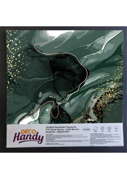 Decohandy Pvc Duvar Karosu 30X30CM 4'lü Paket - Zümrüt 0,36M2