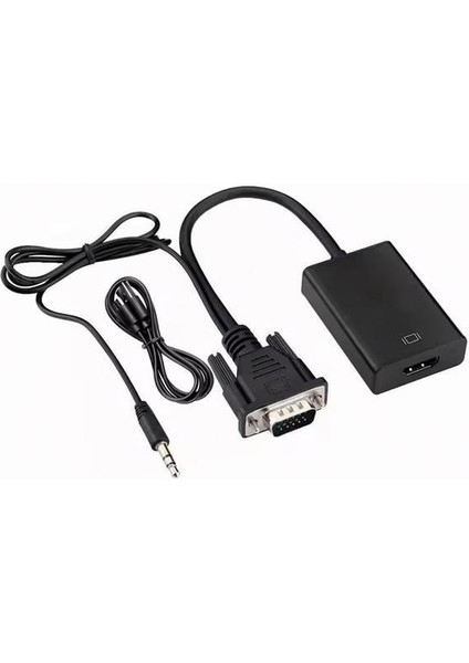 XCC7804 Ses Girişli VGA To HDMI Dönüştürücü (45 cm Aux Kablo 15 cm VGA Kablo)