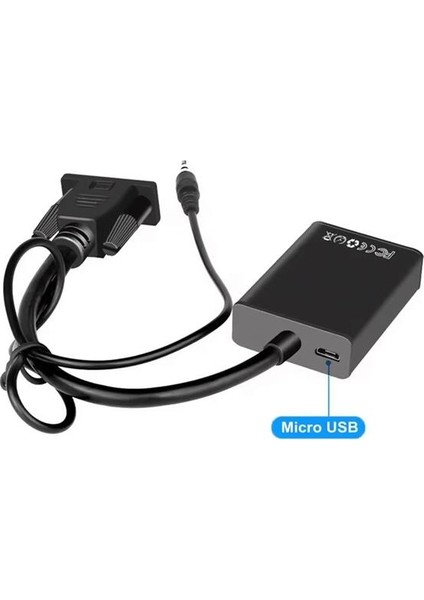 XCC7804 Ses Girişli VGA To HDMI Dönüştürücü (45 cm Aux Kablo 15 cm VGA Kablo)
