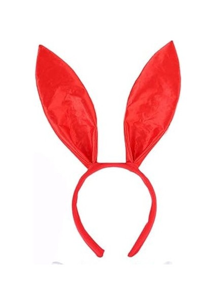Kırmızı Renk Saten Kaplama Şekil Verilebilir Tavşan Kulak Taç 35X11 cm fiyatları
