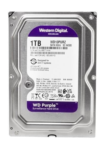 Western Digital Purple WD10PURZ 1 Tb Sata 6gb/s 7-24 Güvenlik Harddisk