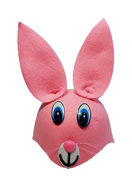Pembe Renk Kulaklı Tavşan Şapkası Hayvan Şapkası