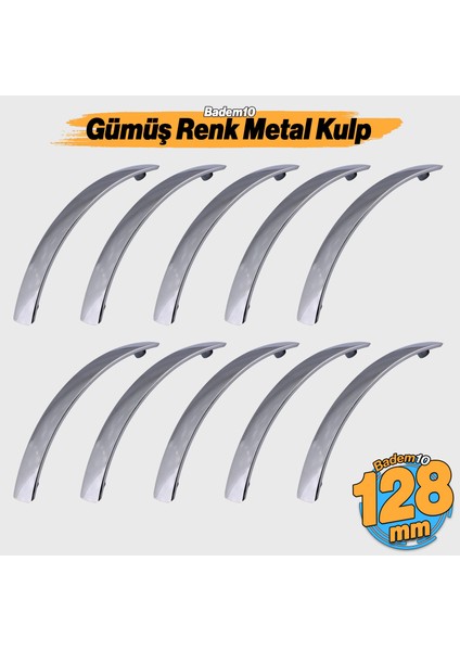 Kemer 10 Adet 128 mm Mobilya Mutfak Dolabı Çekmece Dolap Kapak Kulpu Düz Metal Kulp Kulbu Kulpu Krom