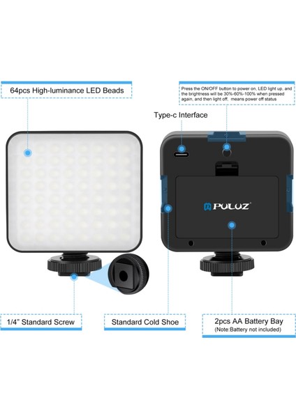 Cep Telefonları Için Puluz PU529B 64 LED Light Işık , Mini Tripod ve Kumanda Iphone , Samsung Vb.