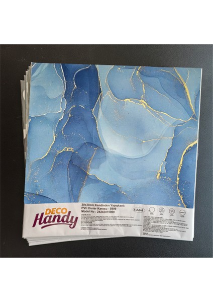 Decohandy 30X30 cm Pvc Duvar Karosu 4'lü Paket - Okyanus Mermer