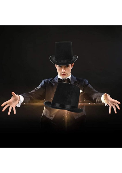 Yetişkinler Için Siyah Renk Ringmaster Sihirbaz Şapkası Silindir Şapka fiyatları