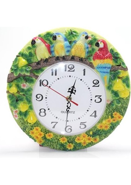 Papağanlı Polyester Duvar Saati