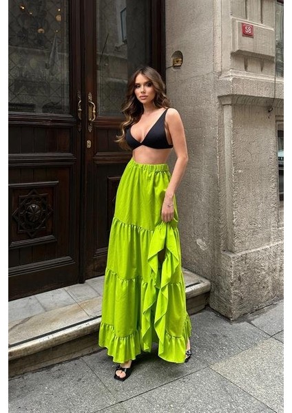 Audrey Fıfrlı Yırtmaç Detay Etek 4037