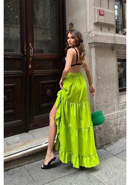 Audrey Fıfrlı Yırtmaç Detay Etek 4037