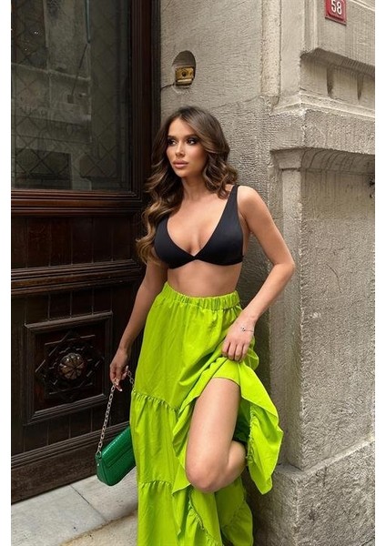 Audrey Fıfrlı Yırtmaç Detay Etek 4037